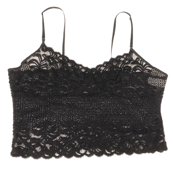 Hanky Panky Black Mesh Lace Crop Cami Size Medium - Picture 2 of 9